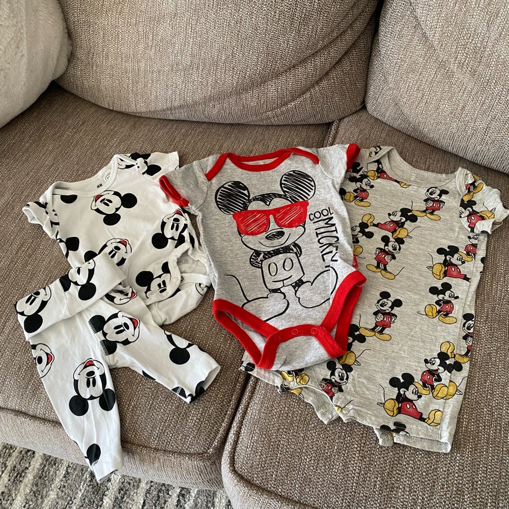 Disney Mickey Mouse Bodysuit Collection Red Gray